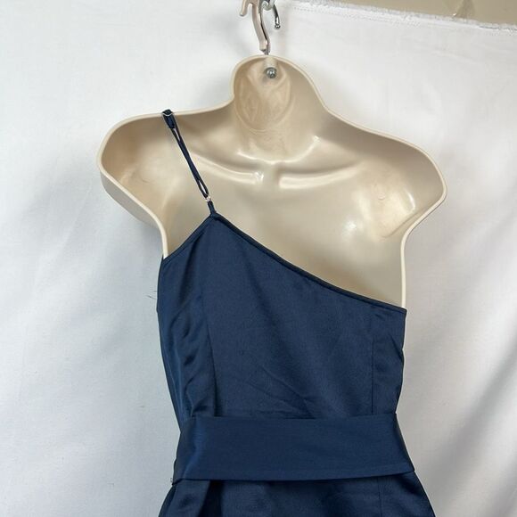 Marissa Webb collective one shoulder tie dress Flaws size 0 Navy Blue - Picture 9 of 12
